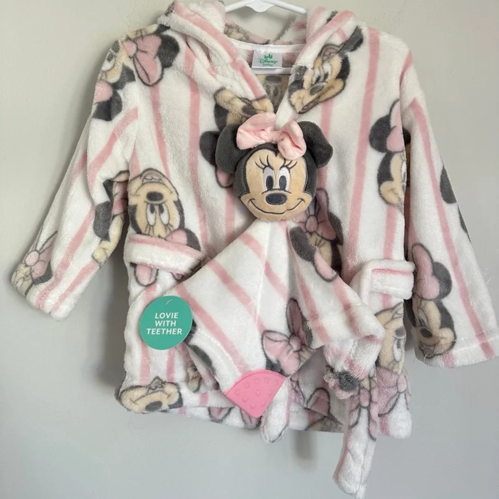 Disney Pink and White Minnie Mouse Kids Robe